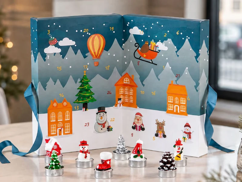 Adventskalender mit Teelichtern